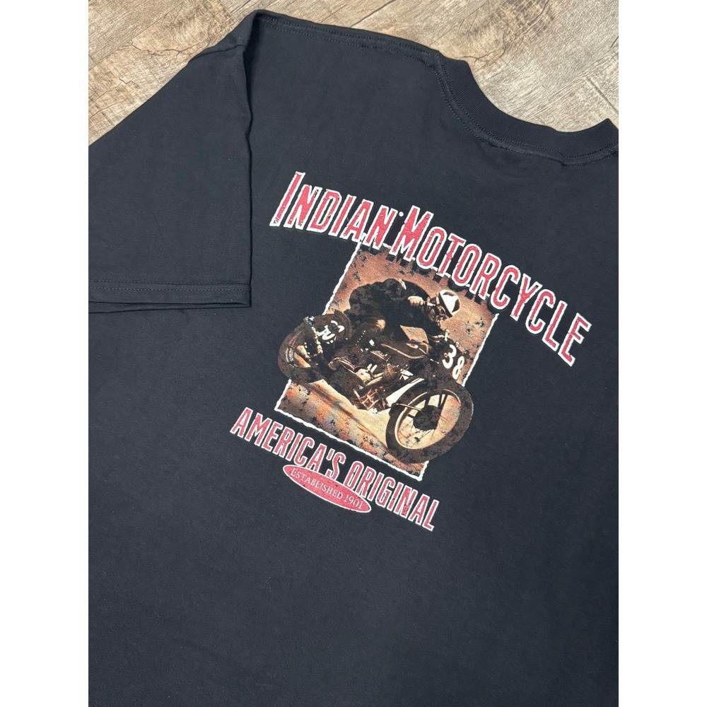 Indian Motorcycle Mens Black Graphic T-Shirt Americas Original Vintage Style XXL